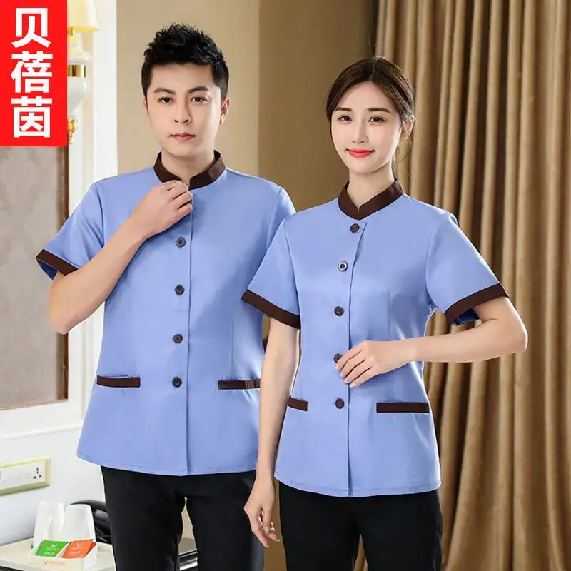 Summer Hotel Cleaning Clothes for Auntie Cleaner Short Sleeve - Image 3