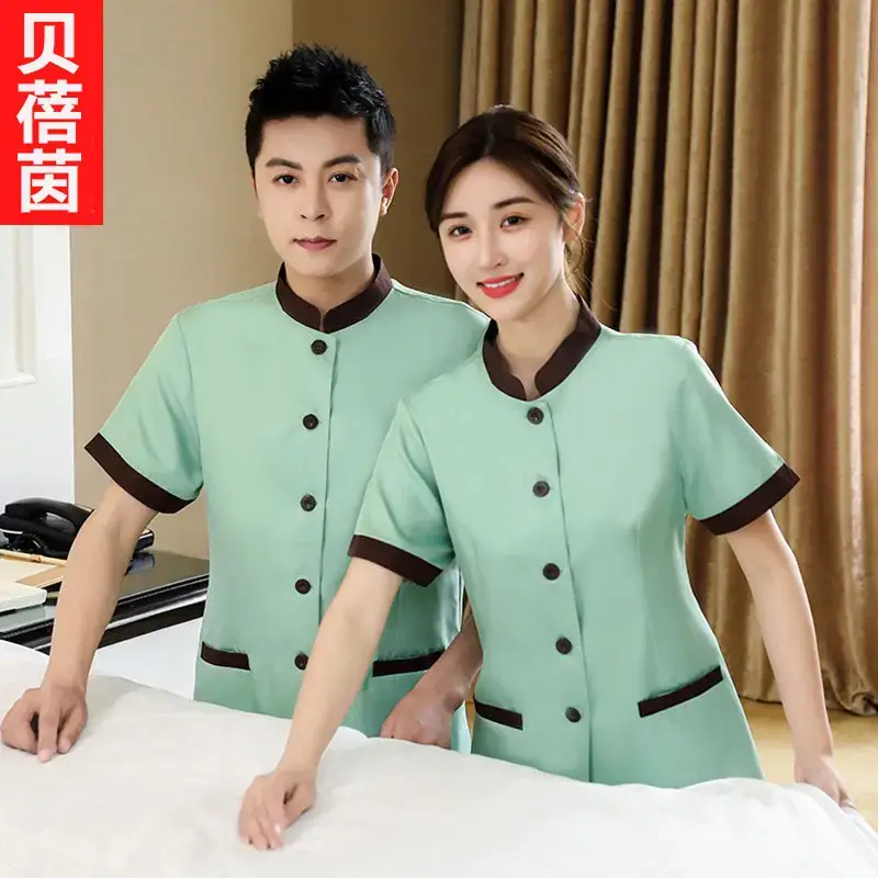 Summer Hotel Cleaning Clothes for Auntie Cleaner Short Sleeve - Image 4