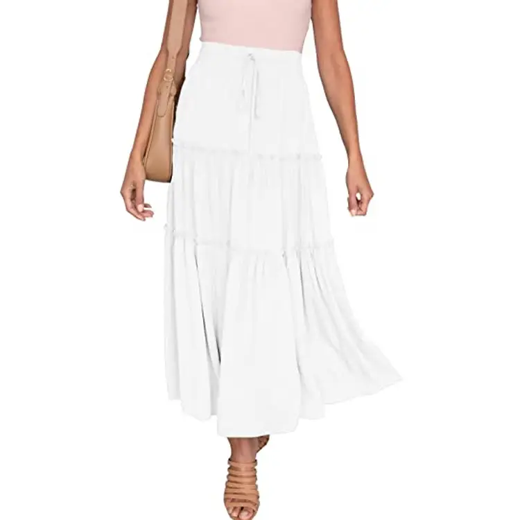 Black High-Waisted Pleated Skirt Mid-Length Bohemian Style - Image 25