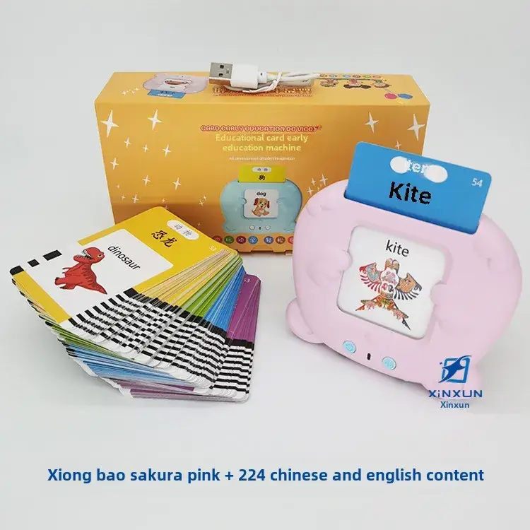 Bilingual Learning Card Machine for Kids Pink - Image 12
