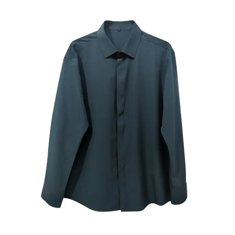 Men's Long Sleeve Black Shirt Casual Draped - Image 5