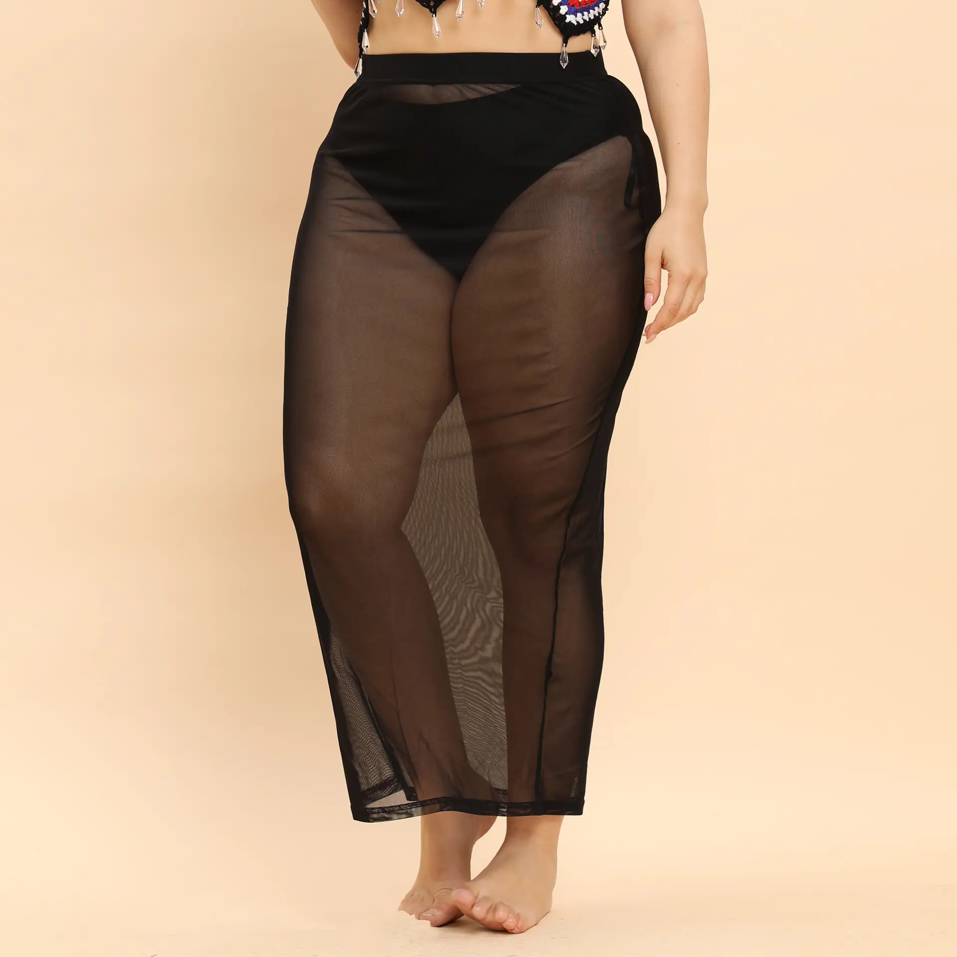 Plus Size Mesh Beach Skirt Black Sexy - Image 2