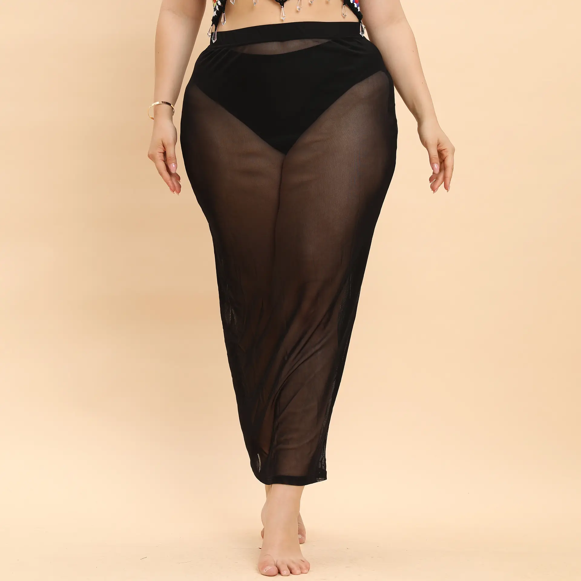 Plus Size Mesh Beach Skirt Black Sexy - Image 4