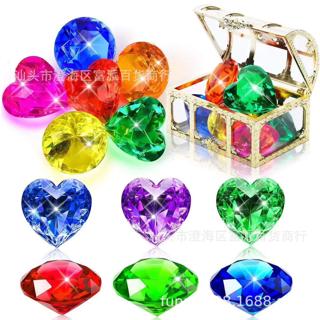Cross Border Pirate Treasure Treasure Chest Acrylic Gem Kids Summer Pool Diving Treasure Hunt Game Set Toys