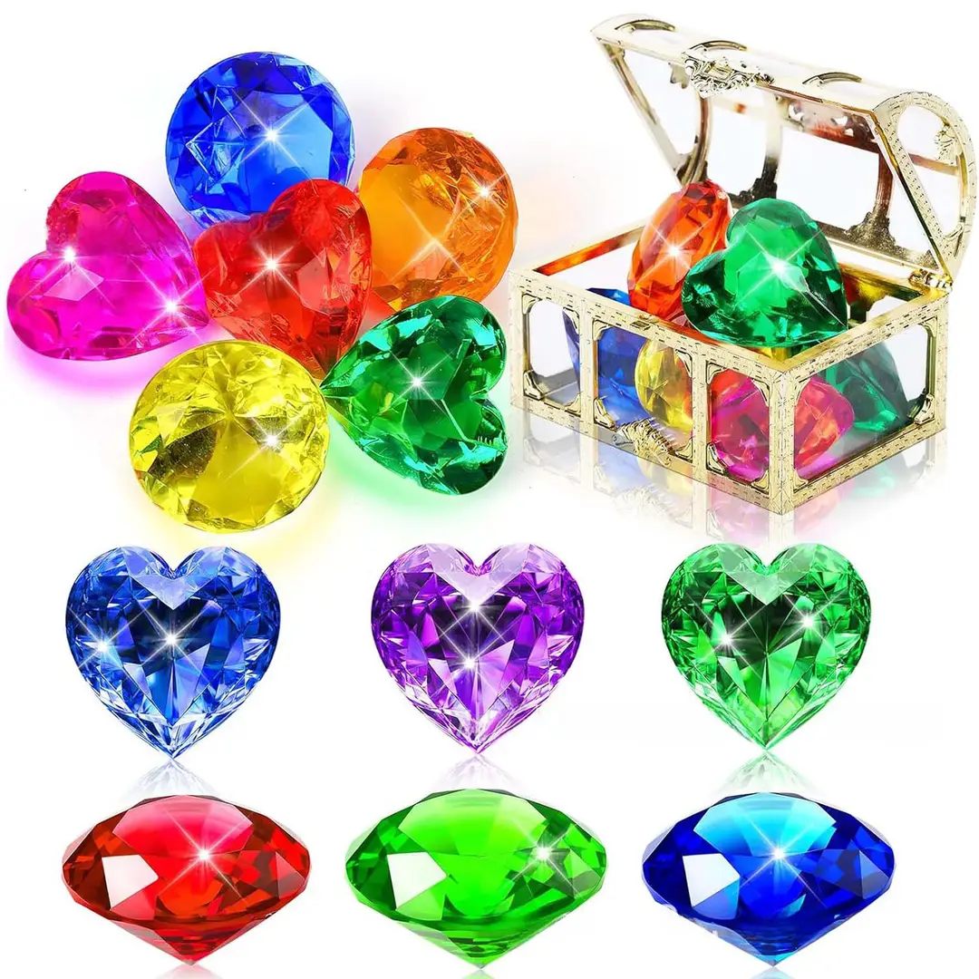 Cross Border Pirate Treasure Treasure Chest Acrylic Gem Kids Summer Pool Diving Treasure Hunt Game Set Toys