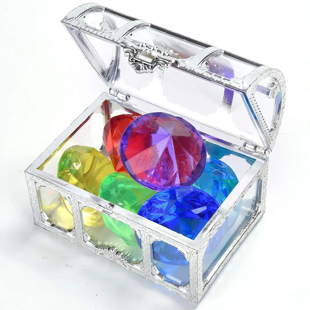 Cross Border Pirate Treasure Treasure Chest Acrylic Gem Kids Summer Pool Diving Treasure Hunt Game Set Toys