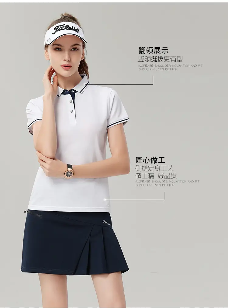 Men Navy Polo Shirt Red Trim Short Sleeve Corporate Workwear — feature 18