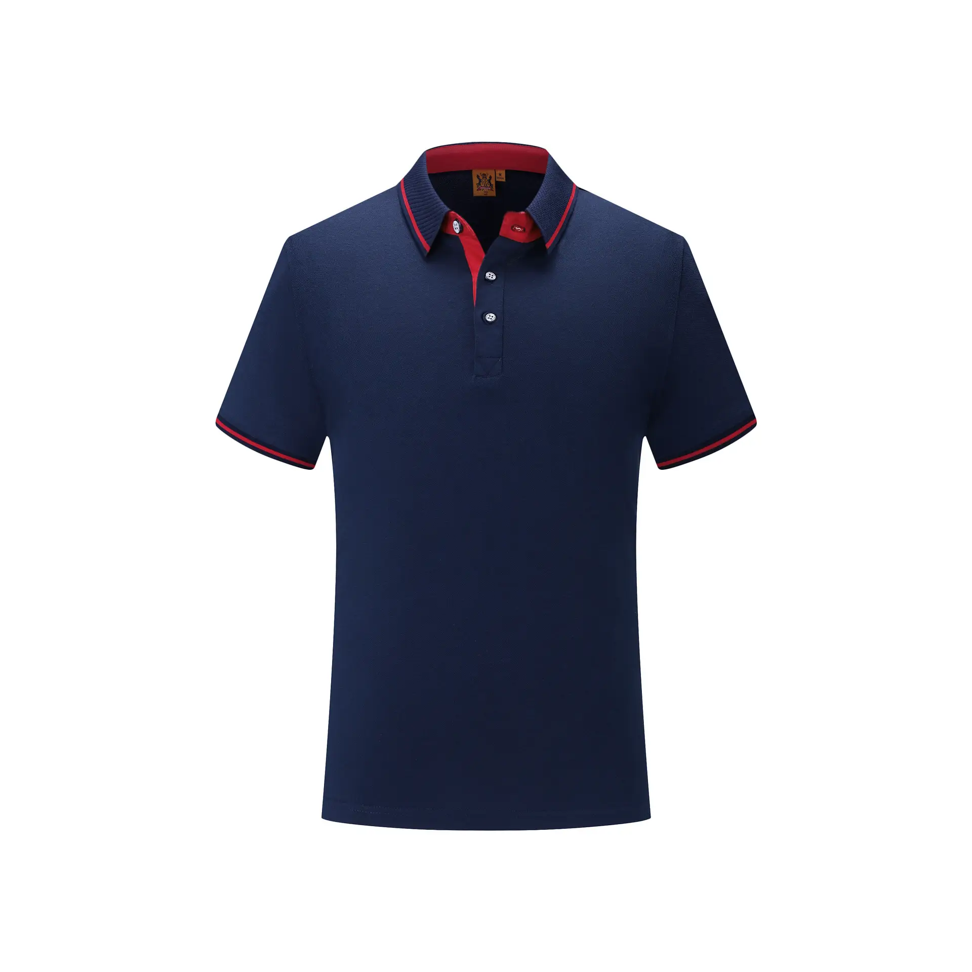 Men Navy Polo Shirt Red Trim Short Sleeve Corporate Workwear - Image 10