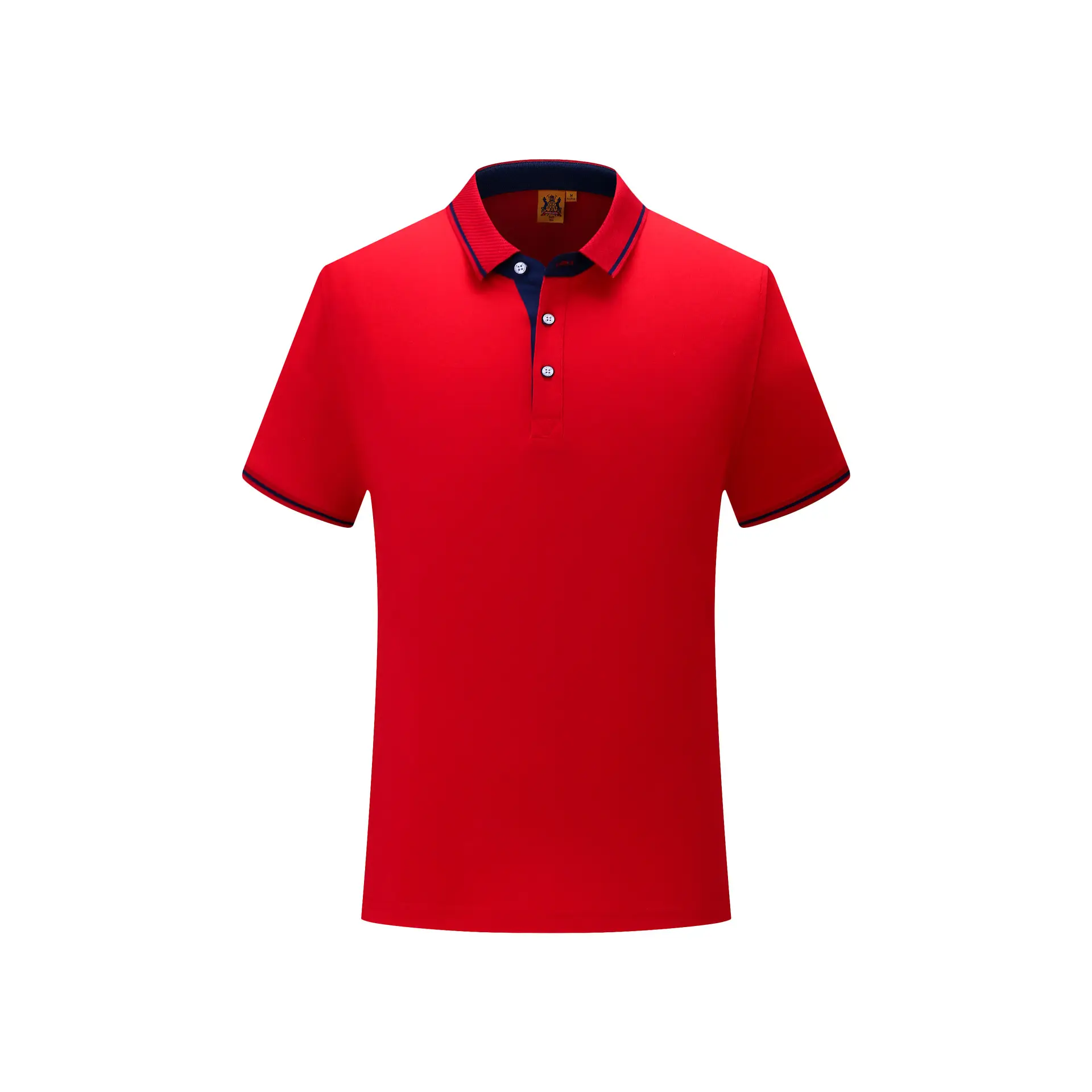 Men Navy Polo Shirt Red Trim Short Sleeve Corporate Workwear - Image 2