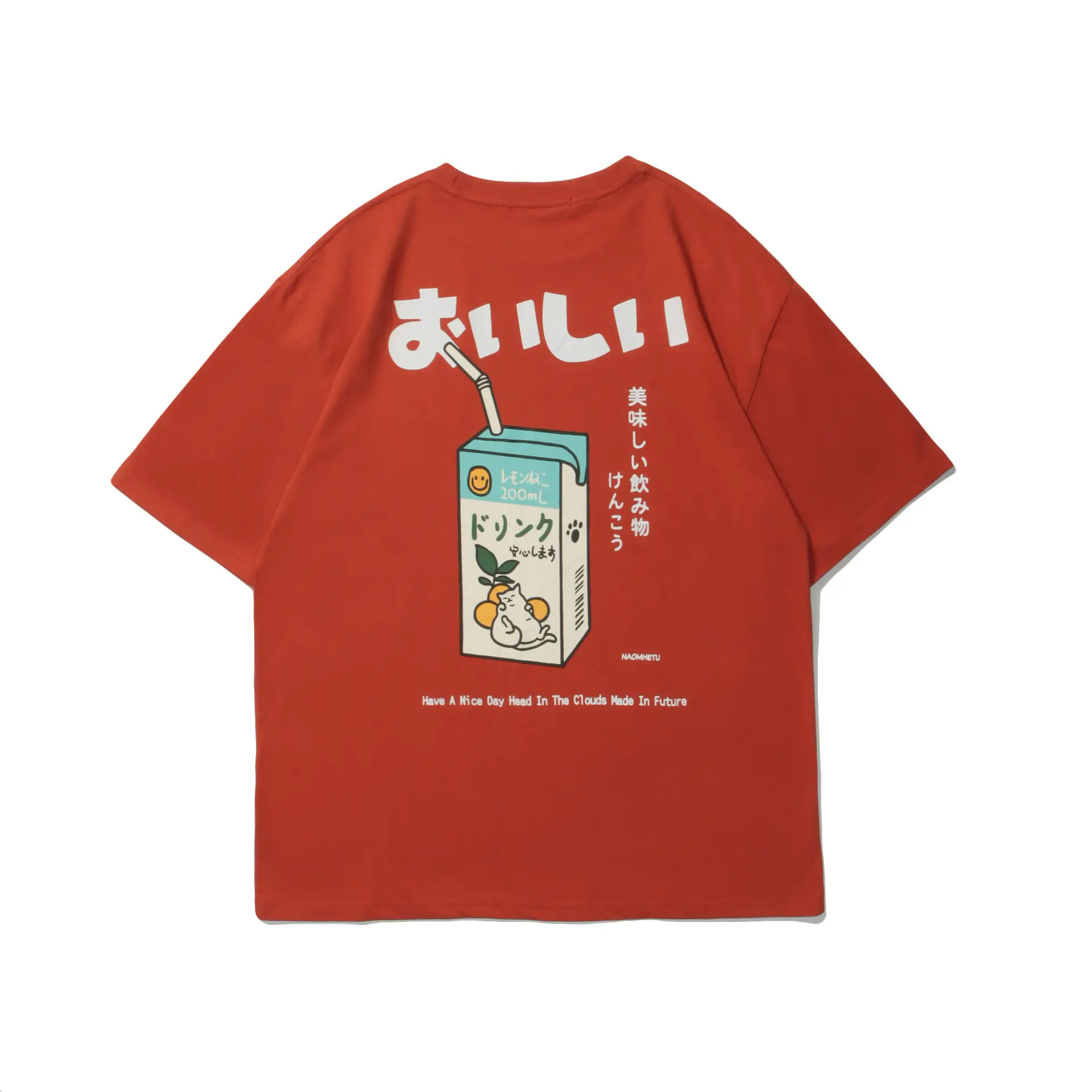 Japanese Style Short Sleeve T-Shirt Men White Retro Print - Image 2