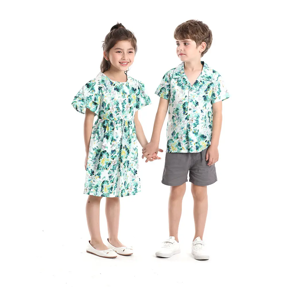 Printed Cotton Shorts Set for Boys Girls Summer Wear