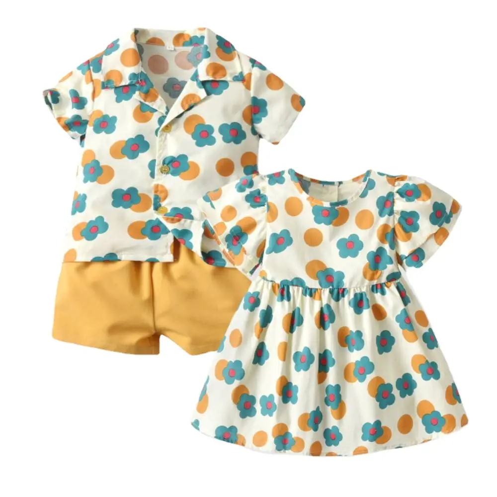 Printed Cotton Shorts Set for Boys Girls Summer Wear