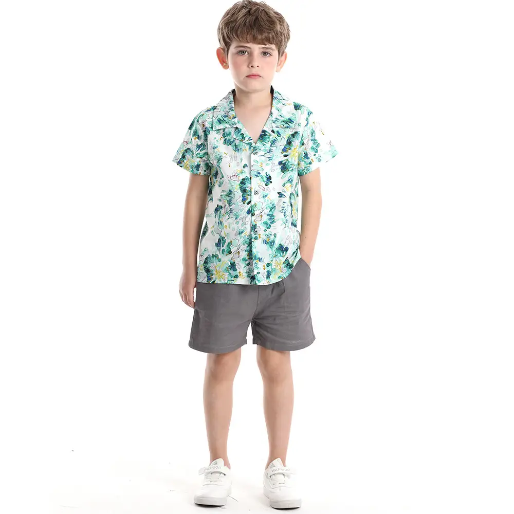 Printed Cotton Shorts Set for Boys Girls Summer Wear