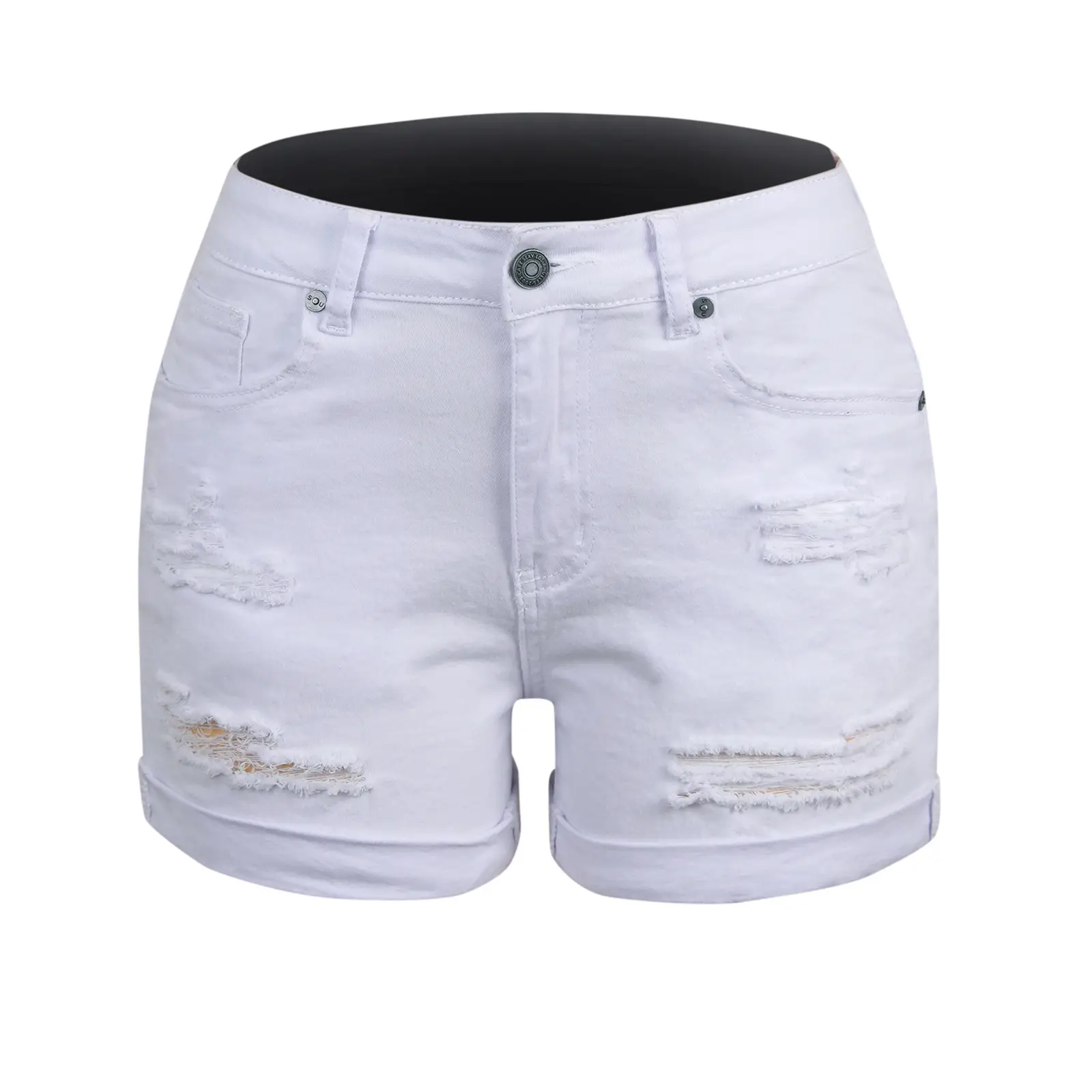 Women Denim White Hole Shorts 2022 - Image 6