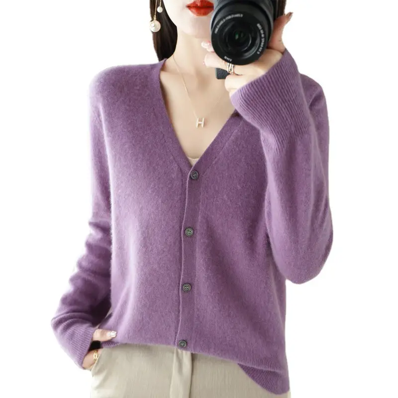 Women V-Neck Knitted Cardigan Spring 2022 - Image 17