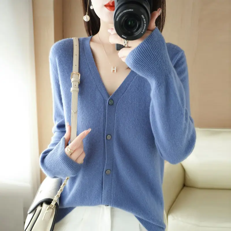 Women V-Neck Knitted Cardigan Spring 2022 - Image 11