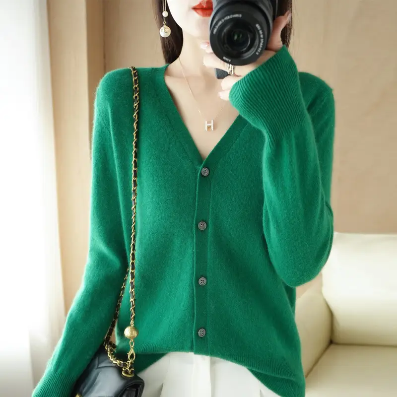 Women V-Neck Knitted Cardigan Spring 2022 - Image 13