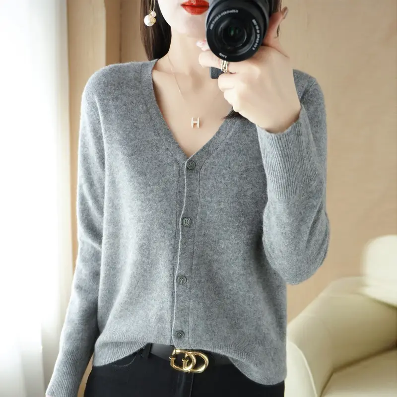 Women V-Neck Knitted Cardigan Spring 2022 - Image 2