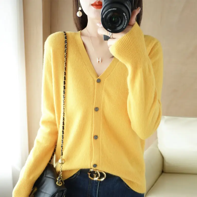 Women V-Neck Knitted Cardigan Spring 2022 - Image 4