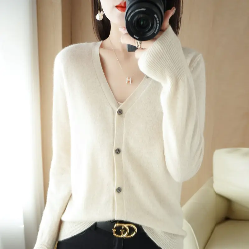 Women V-Neck Knitted Cardigan Spring 2022 - Image 7