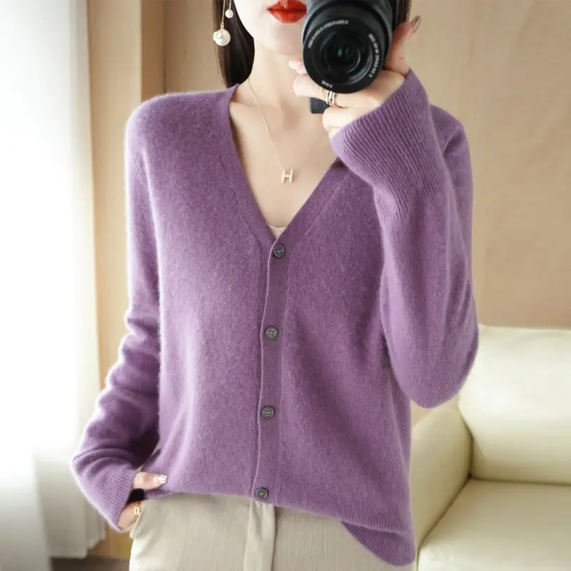 Women V-Neck Knitted Cardigan Spring 2022 - Image 8
