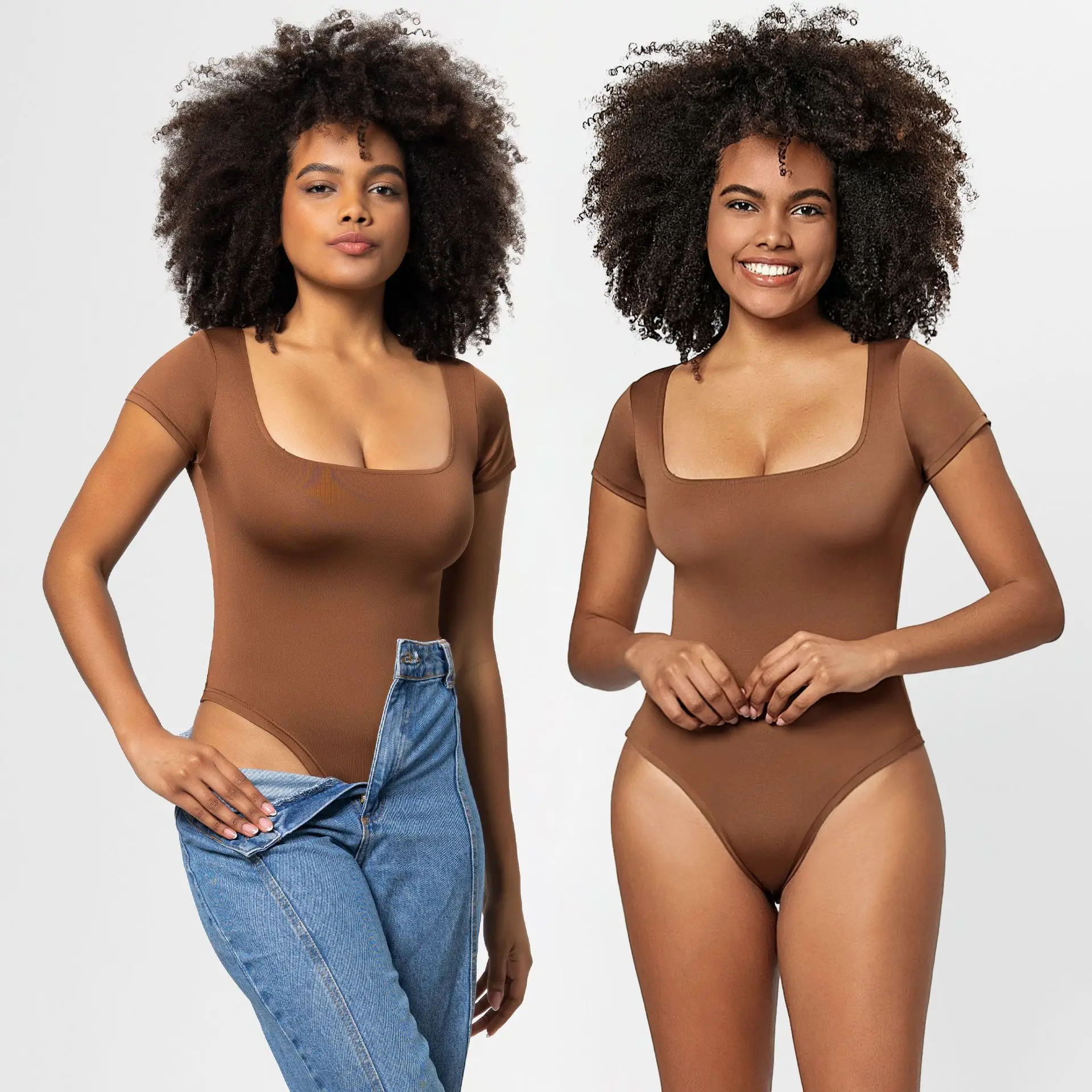 Women's Slim Fit Spice Girl Tights Suit Brown — feature 26