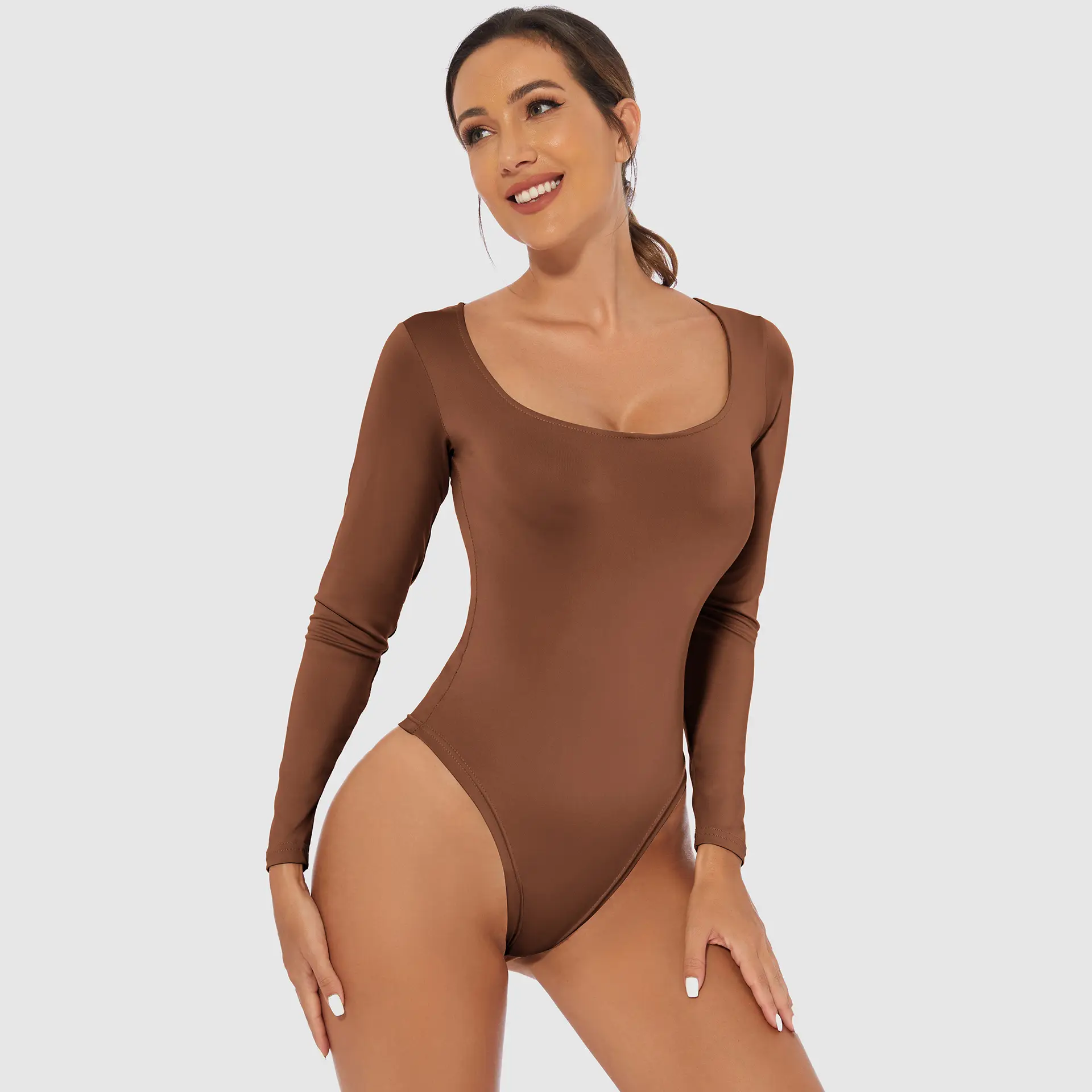 Women's Slim Fit Spice Girl Tights Suit Brown - Image 27