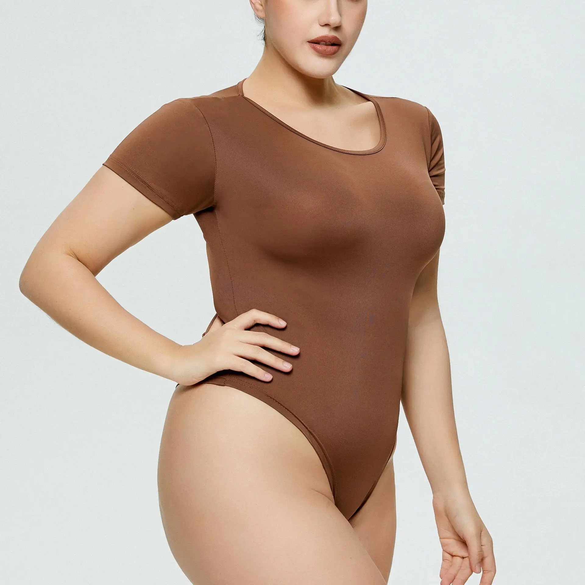 Plus Size Women's White Solid T-Shirt Top Summer Ins Slim Fit - Image 5