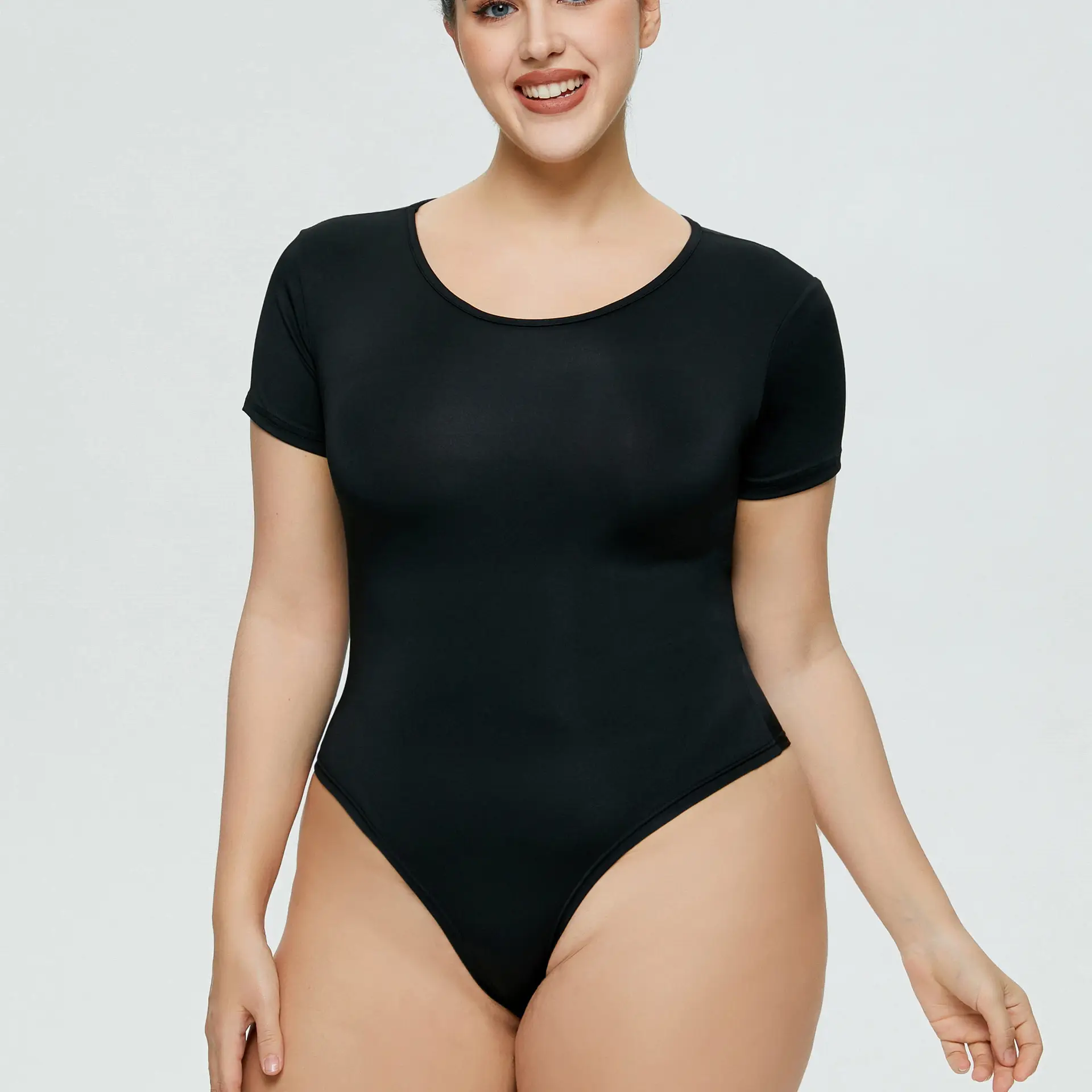 Plus Size Women's White Solid T-Shirt Top Summer Ins Slim Fit — feature 10