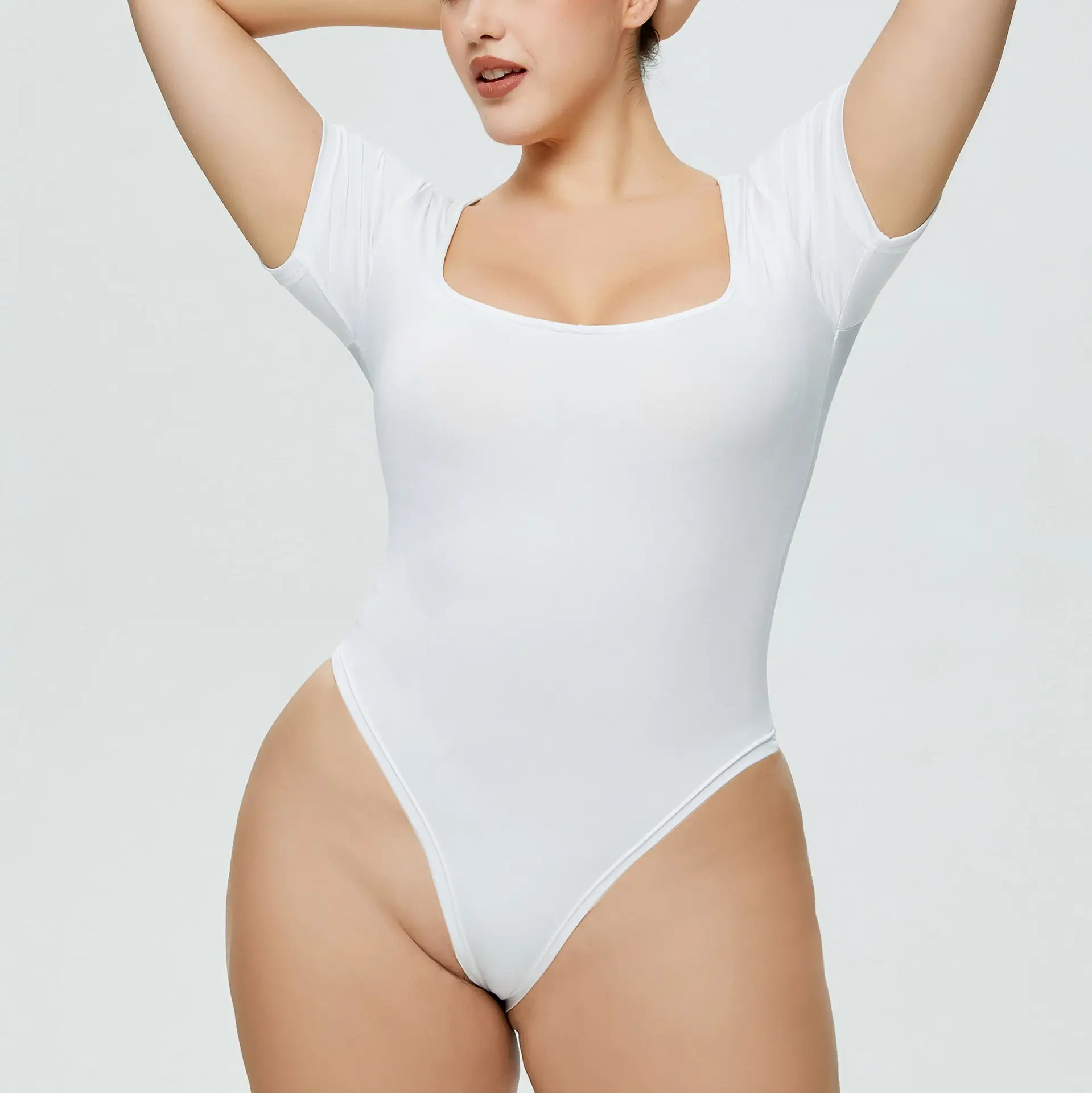 Plus Size Women's White Solid T-Shirt Top Summer Ins Slim Fit — feature 36