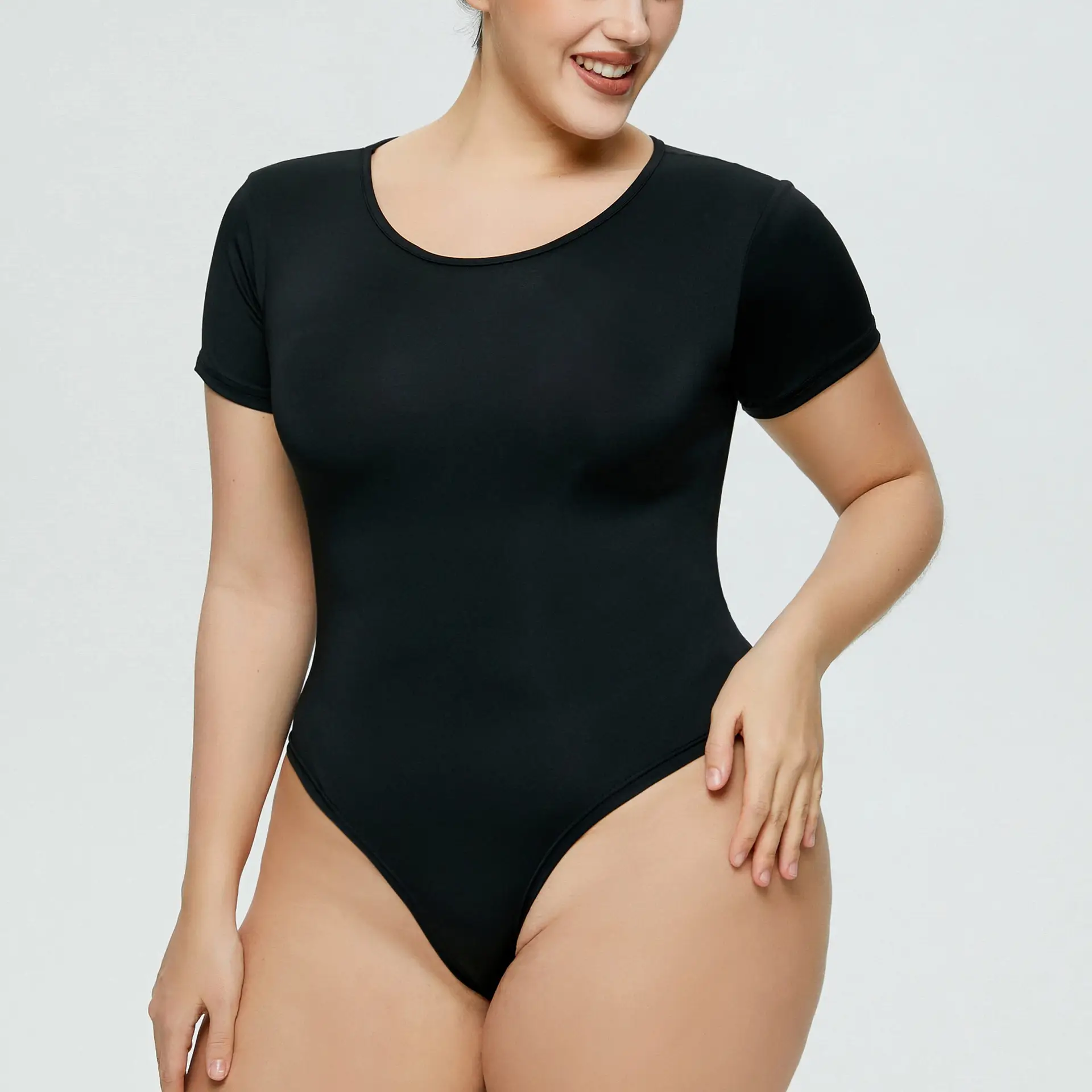 Plus Size Women's White Solid T-Shirt Top Summer Ins Slim Fit — feature 9