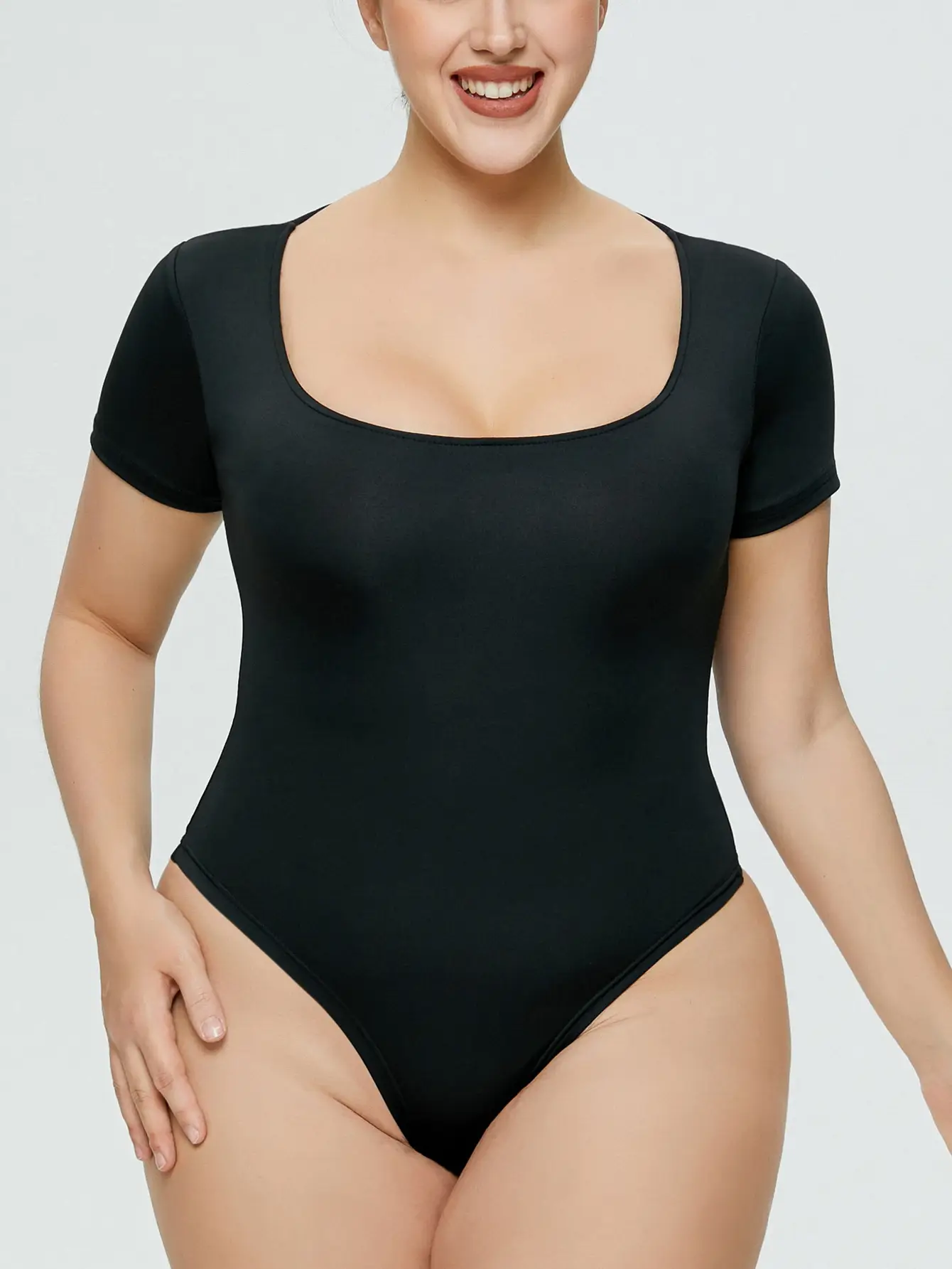Plus Size Women's White Solid T-Shirt Top Summer Ins Slim Fit - Image 6