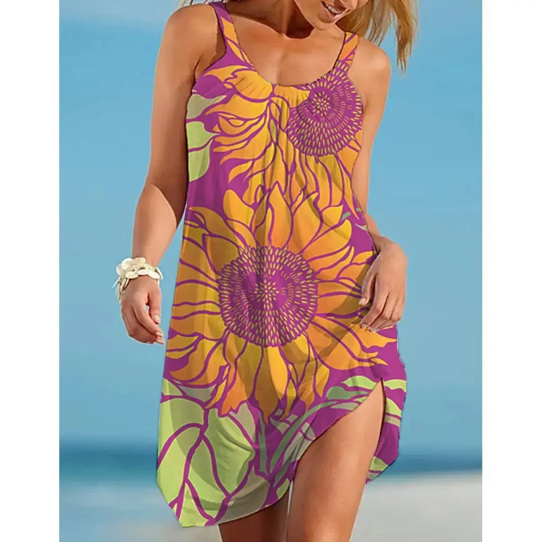 Green Sunflower 3D Printed Shorts Set for Women