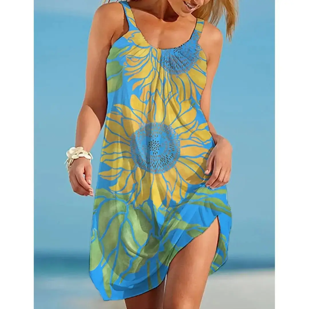 Green Sunflower 3D Printed Shorts Set for Women