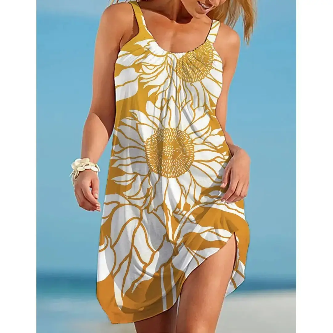 Green Sunflower 3D Printed Shorts Set for Women