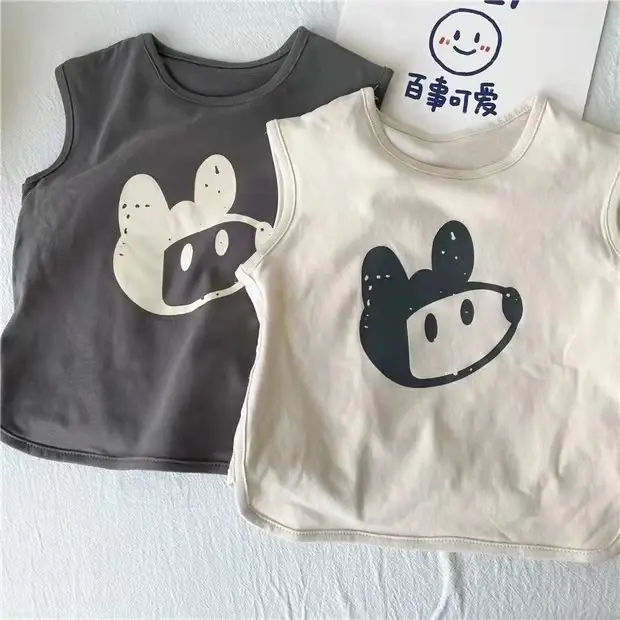 Kids Cotton Sleeveless T-Straps Mouse Design - Image 5