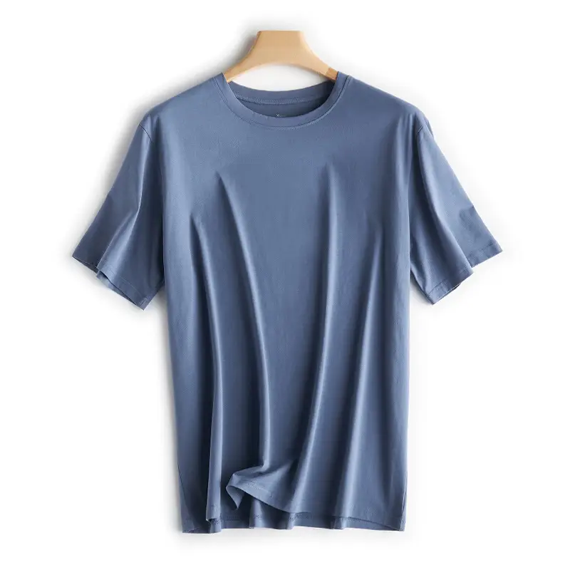 Japanese 180g Cotton T-Shirt Men Shoulder Round Neck Loose Solid Color — feature 2
