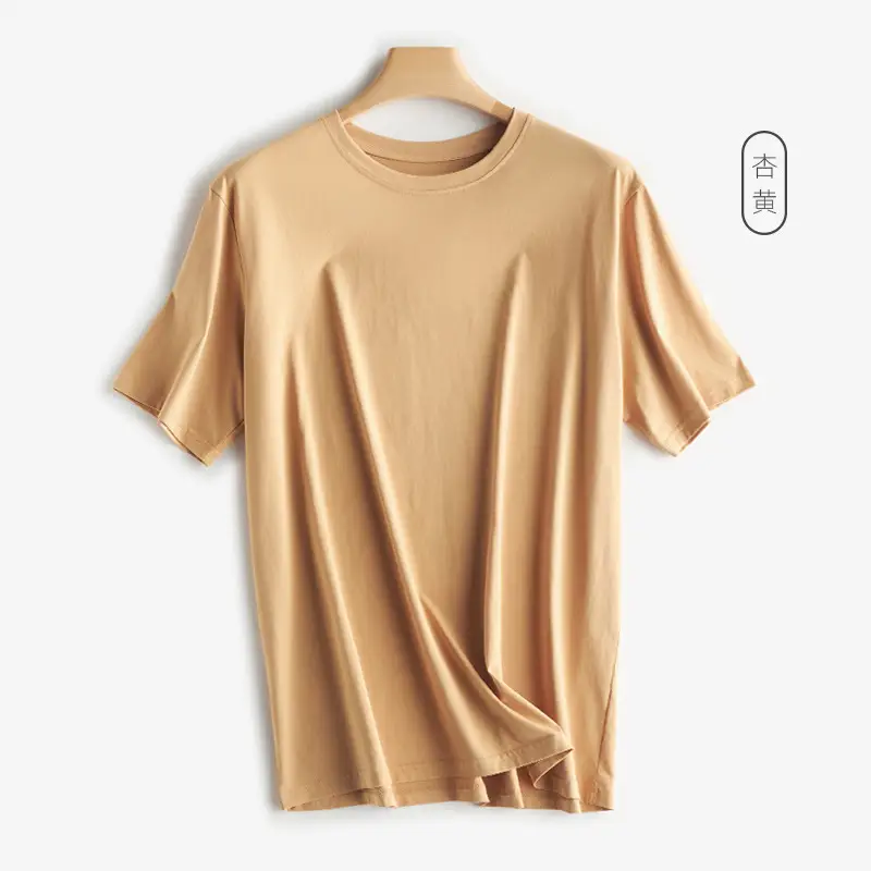 Japanese 180g Cotton T-Shirt Men Shoulder Round Neck Loose Solid Color - Image 4