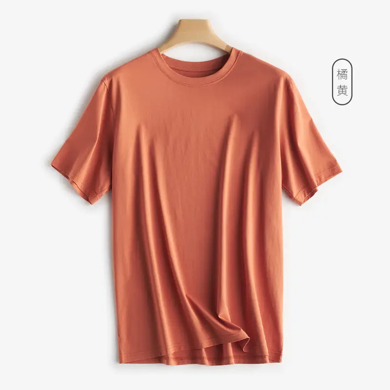 Japanese 180g Cotton T-Shirt Men Shoulder Round Neck Loose Solid Color - Image 5