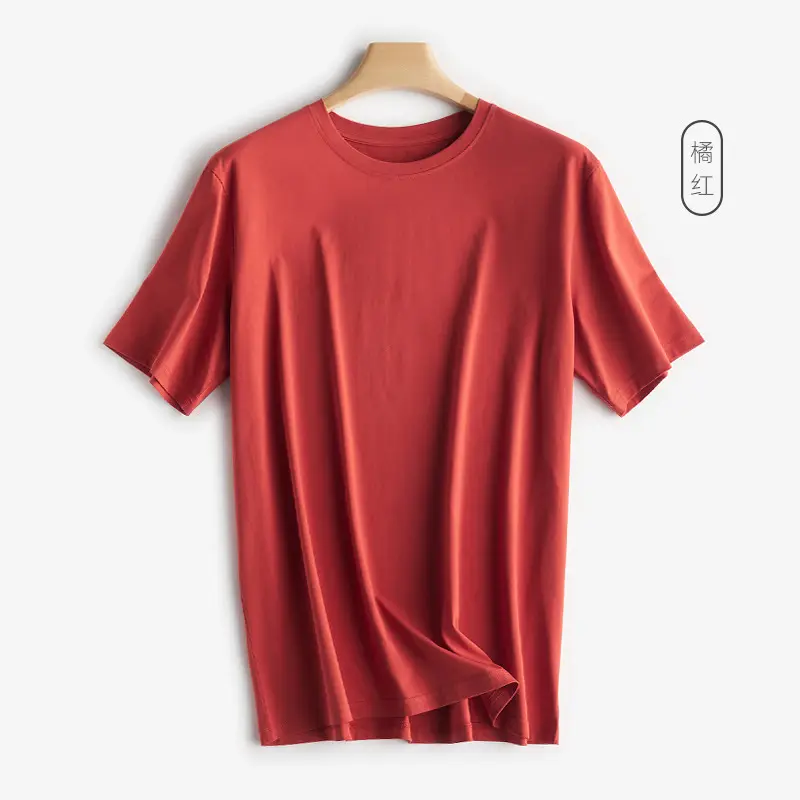 Japanese 180g Cotton T-Shirt Men Shoulder Round Neck Loose Solid Color - Image 7