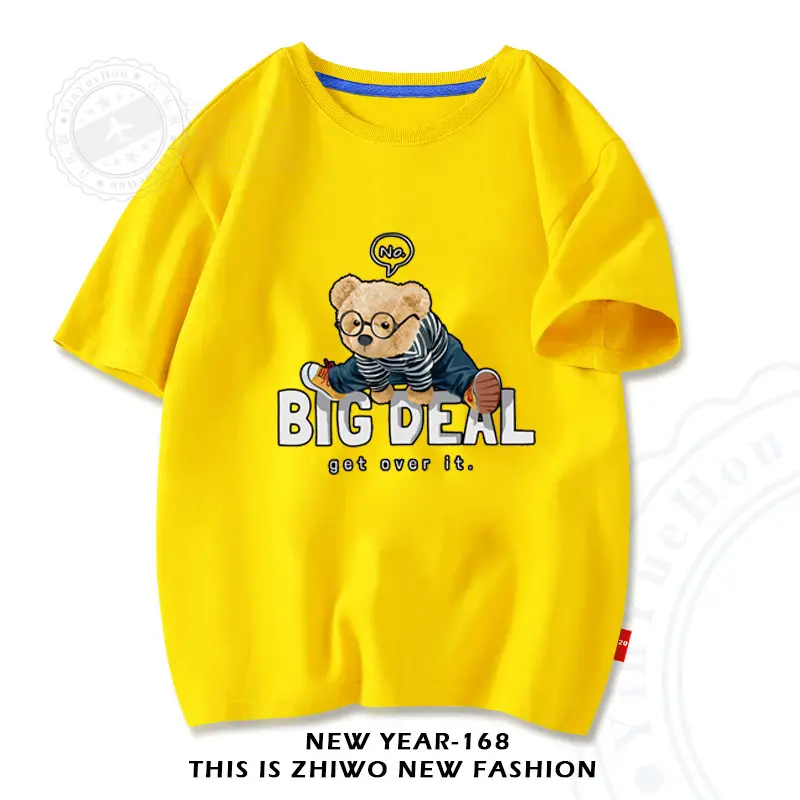 Baby T-Shirt Big Deal Bear Cartoon Navy 2025 - Image 15