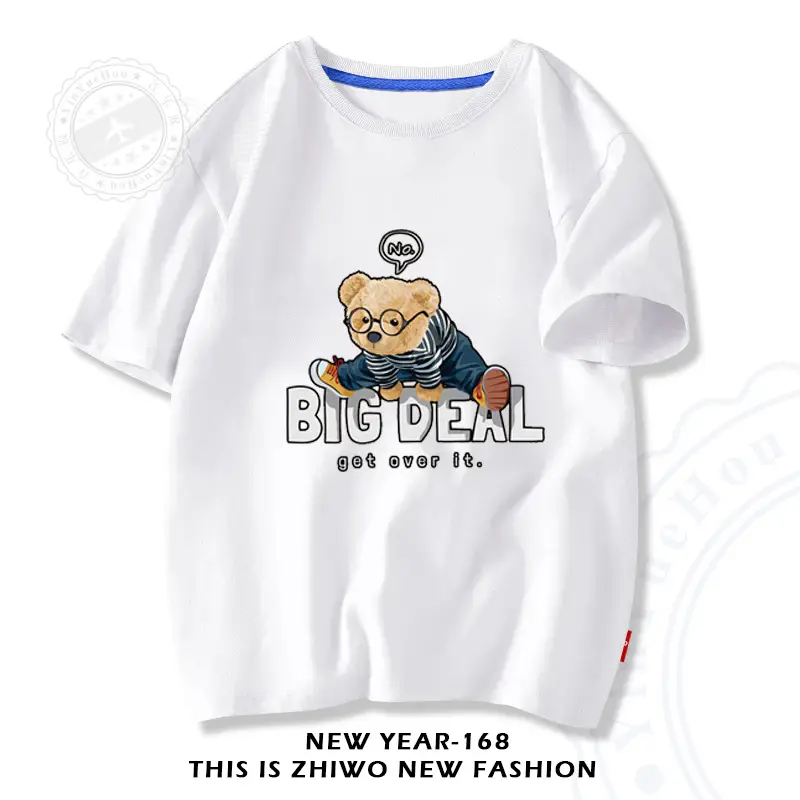 Baby T-Shirt Big Deal Bear Cartoon Navy 2025 - Image 17
