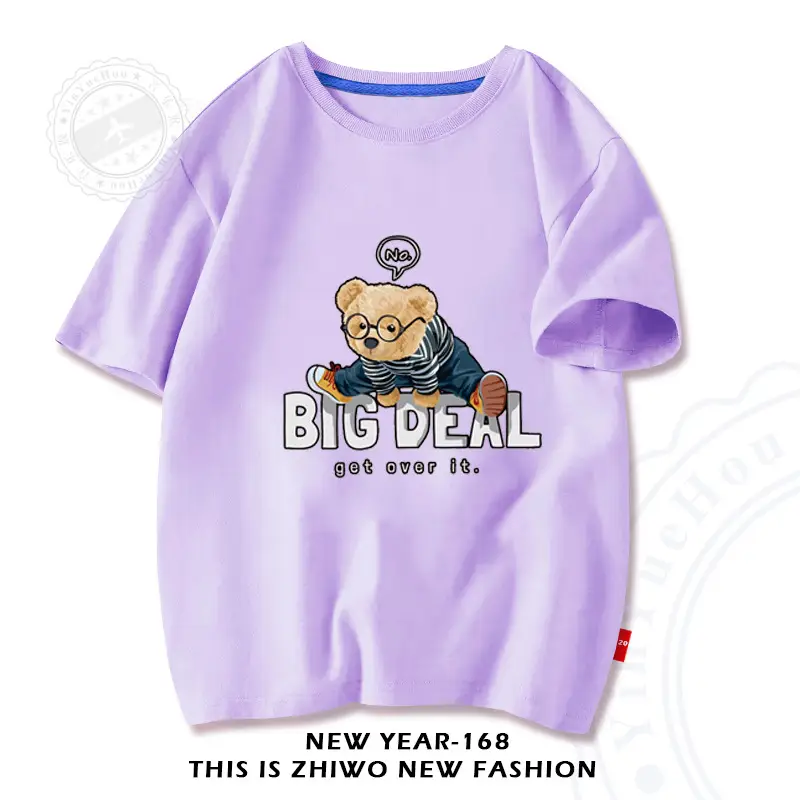 Baby T-Shirt Big Deal Bear Cartoon Navy 2025 - Image 18