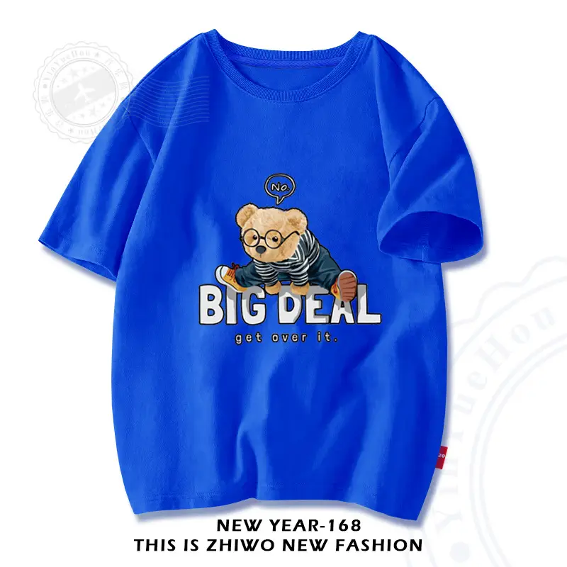 Baby T-Shirt Big Deal Bear Cartoon Navy 2025 - Image 3