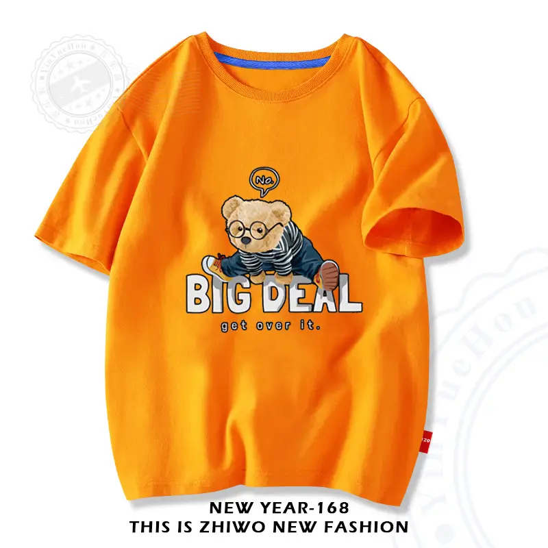 Baby T-Shirt Big Deal Bear Cartoon Navy 2025 - Image 4
