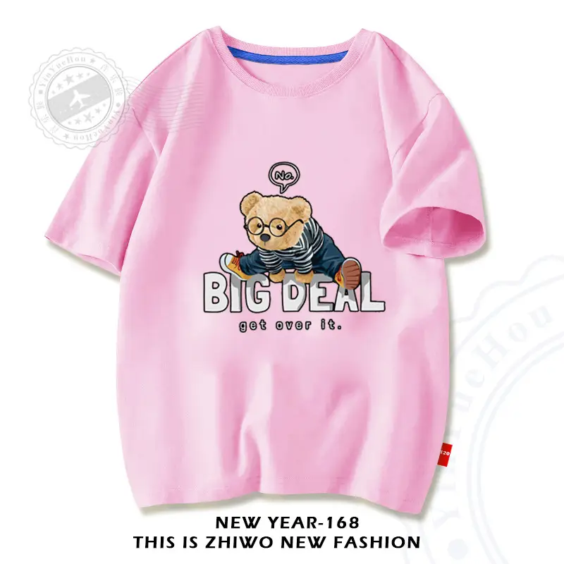 Baby T-Shirt Big Deal Bear Cartoon Navy 2025 - Image 5