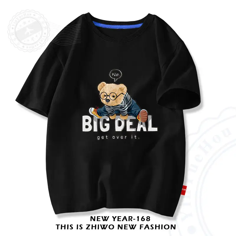Baby T-Shirt Big Deal Bear Cartoon Navy 2025 - Image 7