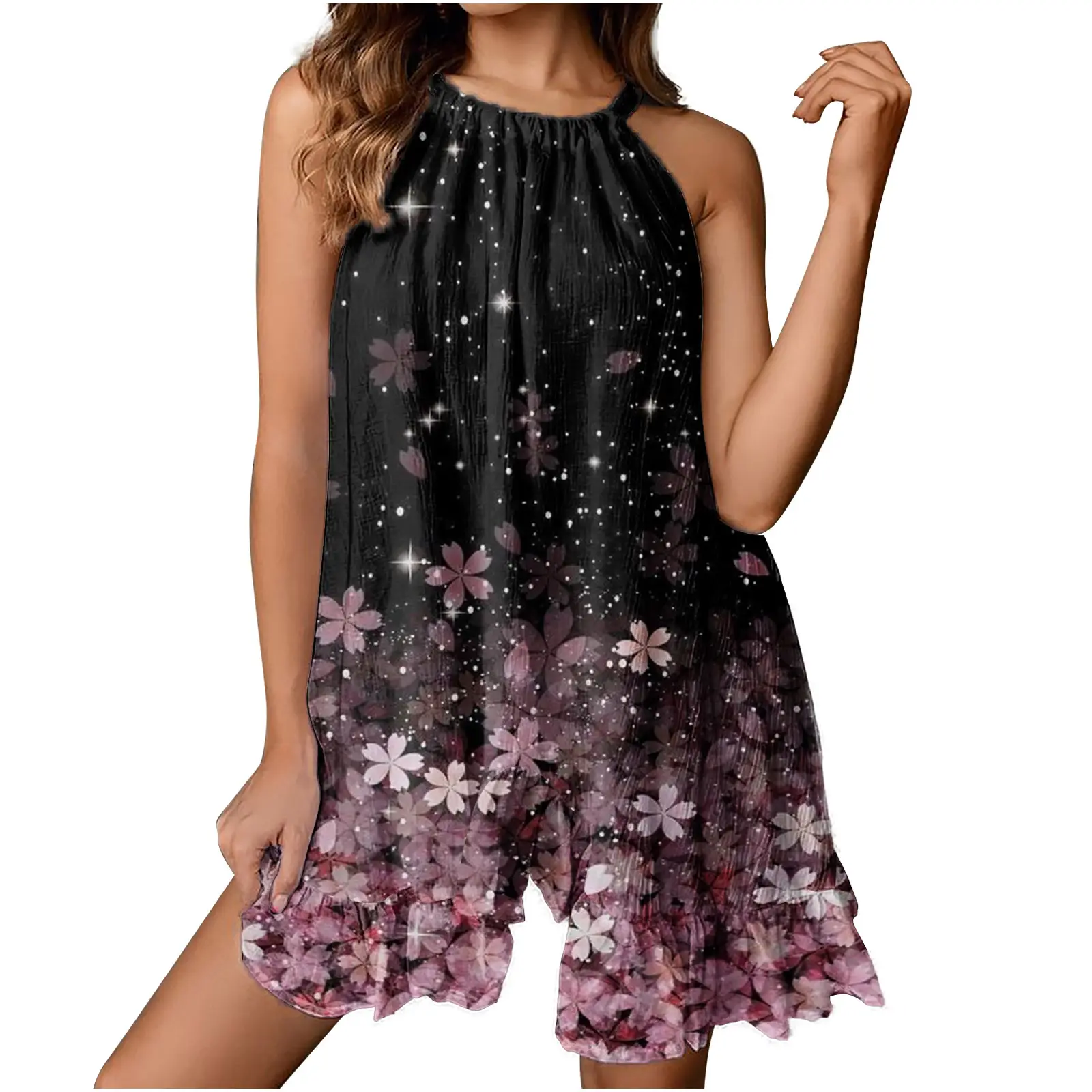 White Ruffled Sleeveless Vest Dress for Women