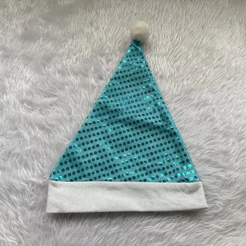 Blue Sequins Christmas Hat for Kids Adults