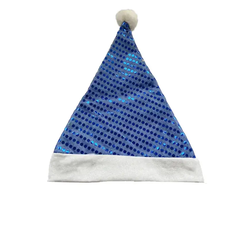 Blue Sequins Christmas Hat for Kids Adults